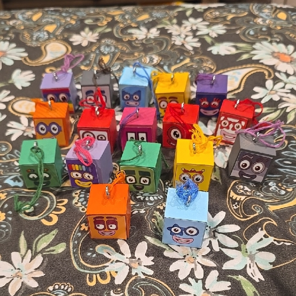 ❤️5/$25 Cute Numberblocks Ornaments Colorful Wooden Block Characters Set
